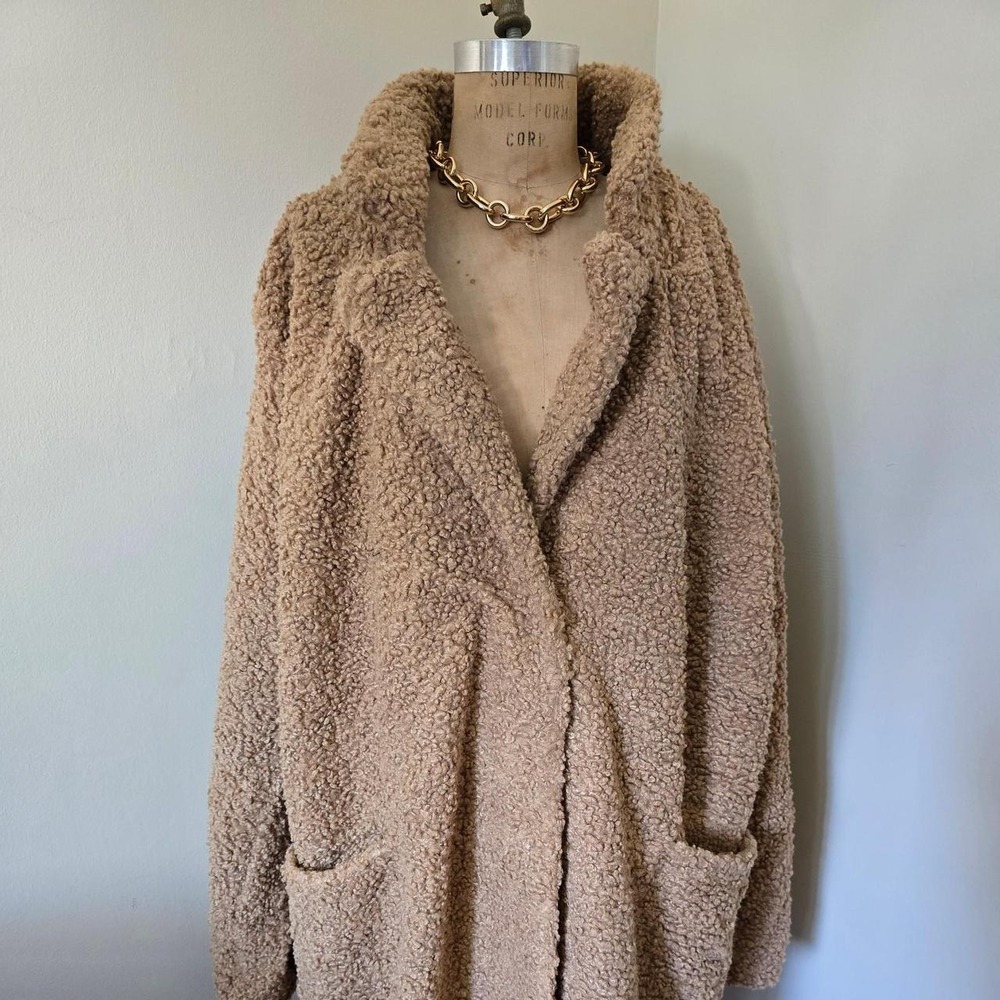Roaman's teddy sherpa coat 4X 34/36 beige